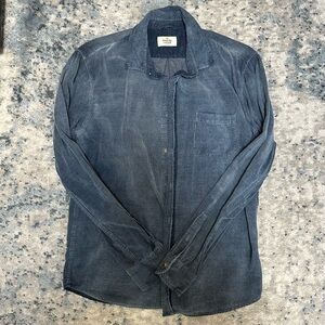 Men's Blue Corduroy Button-down Shirt